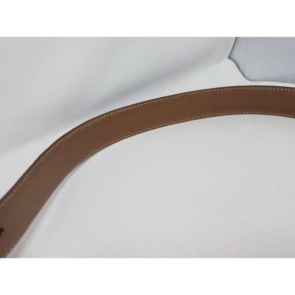 Talbots Womens Sz Large Cognac Brown Italian  Leather Belt Croc Embossed 30"-34" - Picture 11 of 13